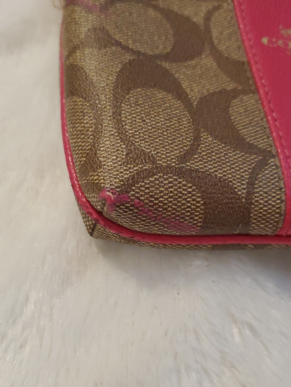 Coach Signature Print Wristlet Wallet Brown And Pink - Picture 8 of 9